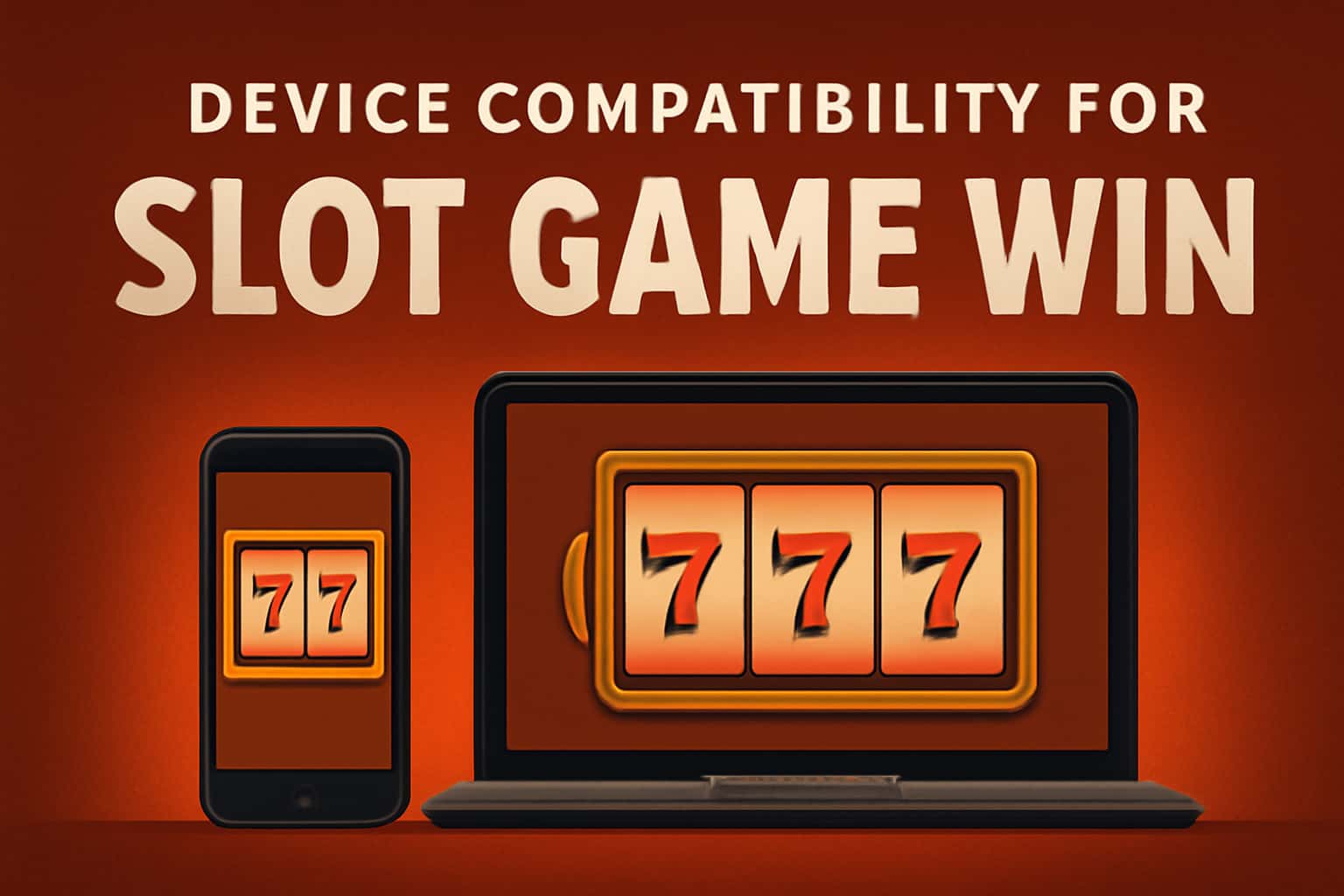 Informational scene depicting device compatibility for Slot Game Win.