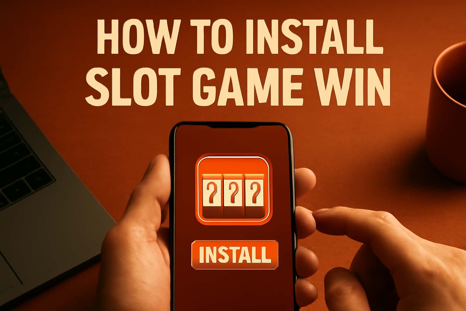 An informational layout showing the steps to install Slot Game Win.