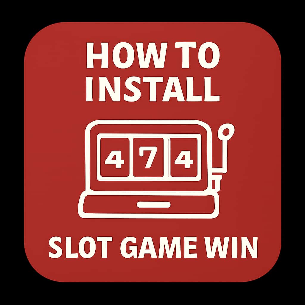 A badge displaying the title 'How to Install Slot Game Win' in a professional style.