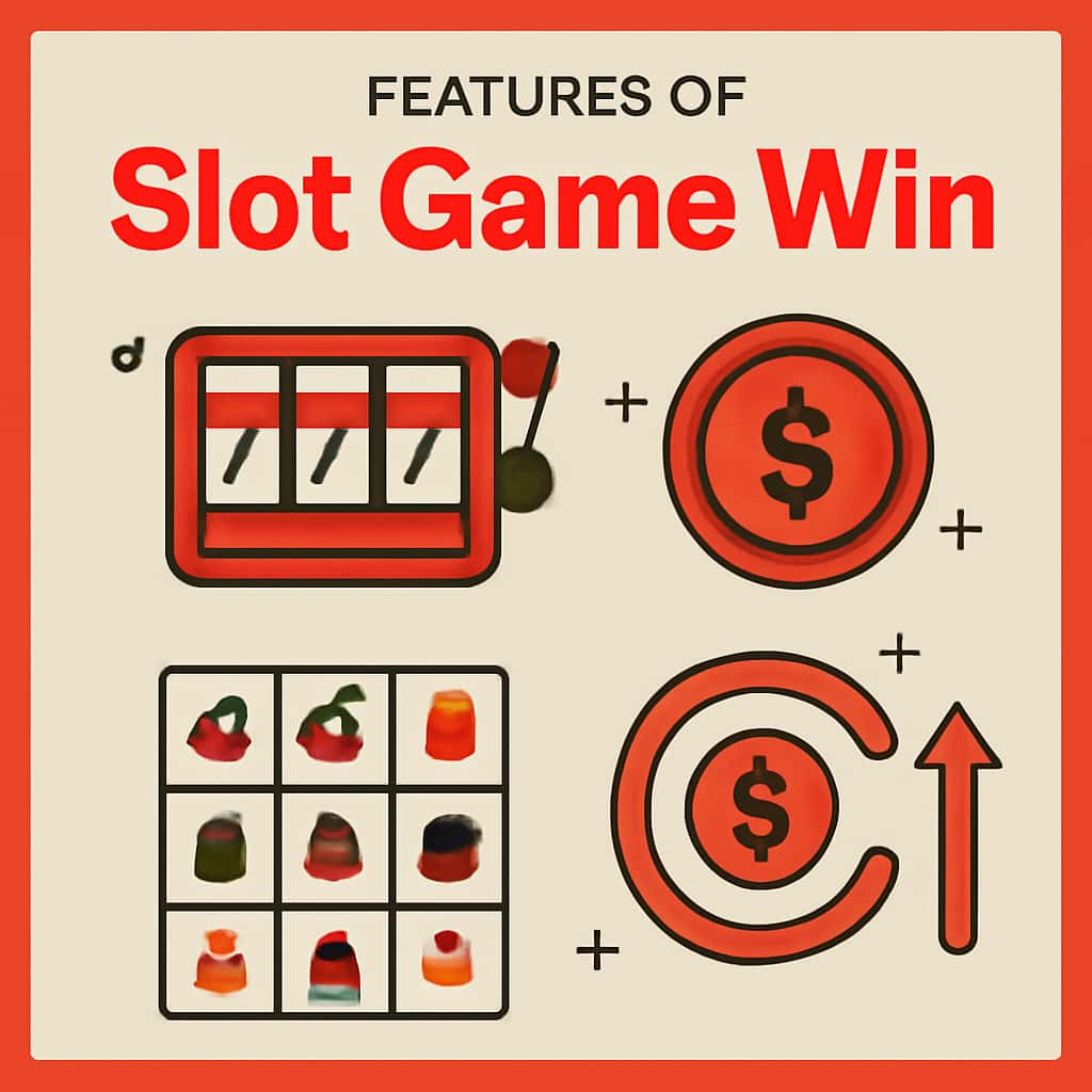 Illustration explaining features of Slot Game Win on iOS.