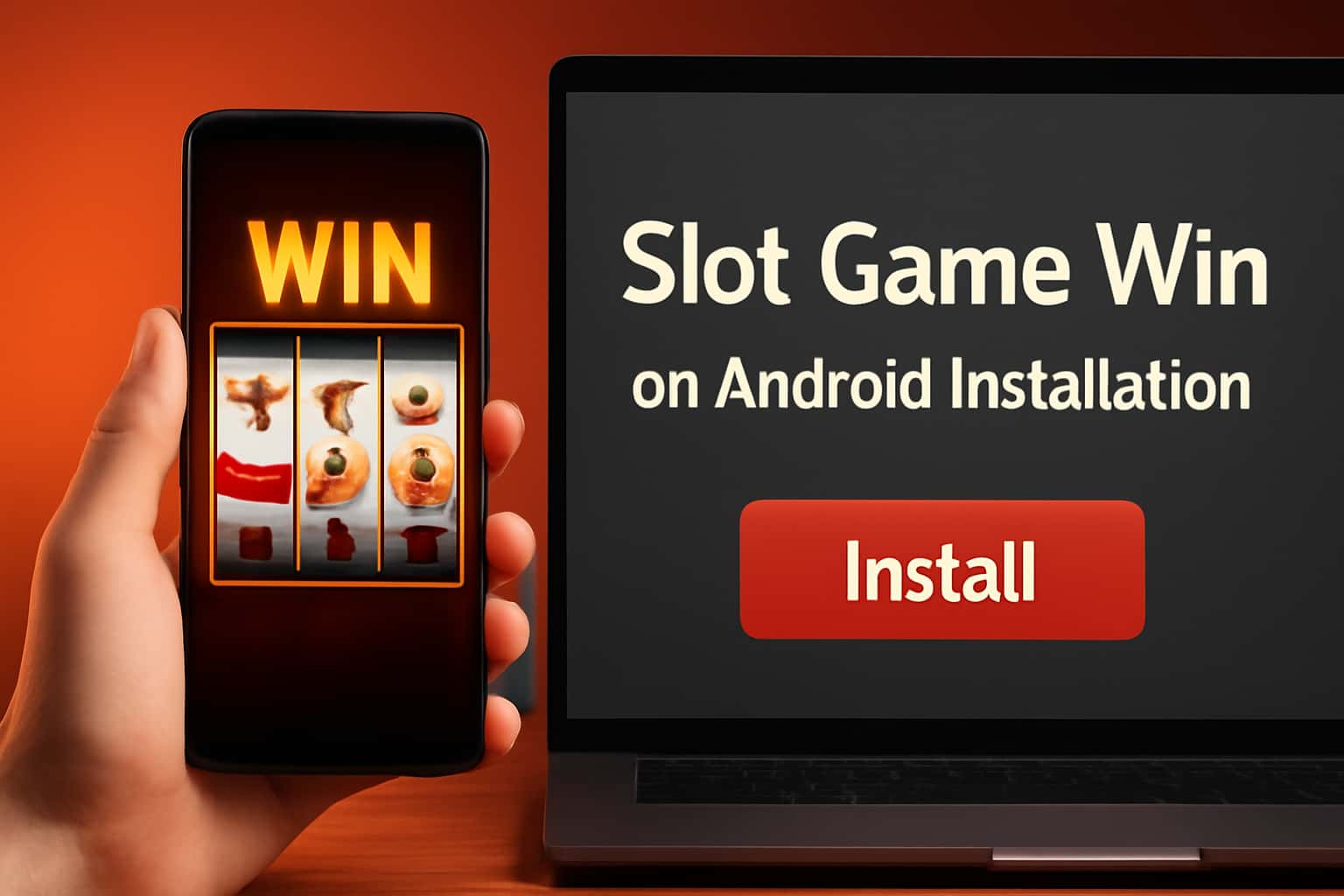 Informative graphic depicting Slot Game Win installation process on an Android device.